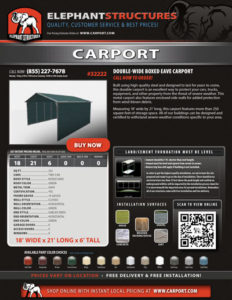 18x21-double-wide-boxed-eave-carport-PID32222-1ANX-TH 18x21 Double Wide Boxed Eave Carport