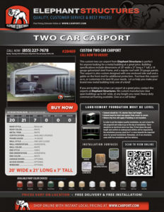 Two Car Carport 20x21 Two Car Carport with White Roof and White Trim