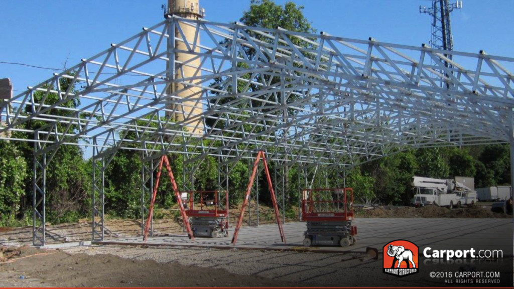 Ladders underneath commercial metal framing.